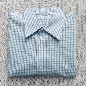 Brooks Brothers blue gray plaid button down shirt